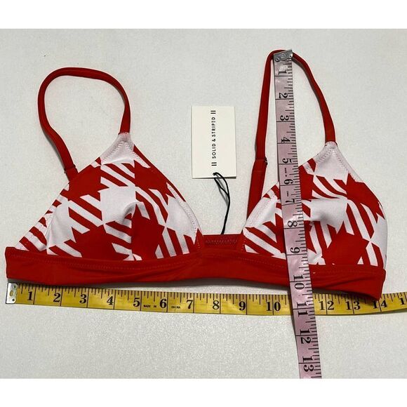 Solid & Striped The Morgan Scoop Neck Bikini Top In Lipstick Red Gingham Large - Picture 5 of 11